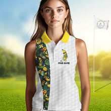 Load image into Gallery viewer, Custom Banaba Golfer Golf Ball Team Attire Tropical Monstera Golf Sleeveless Polo Golf Shirts For Women NYN3178