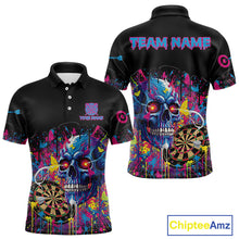 Load image into Gallery viewer, Custom Butterfly Skull Splatter Dartboard Men Darts Polo Shirt Colorful Dart Jerseys NYN1830