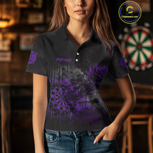 Load image into Gallery viewer, Custom Purple Splatter Rose Dartboard Grunge Darts Polo Shirt For Women Outfit Dart Jerseys NYN1833