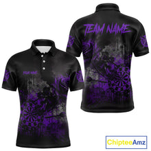 Load image into Gallery viewer, Custom Purple Splatter Rose Dartboard Grunge Darts Polo Shirt For Men Outfit Dart Jerseys NYN1833