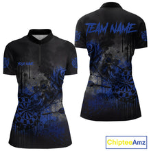 Load image into Gallery viewer, Custom Blue Splatter Rose Dartboard Grunge Darts Quarter-Zip Shirt For Women Outfit Dart Jerseys NYN1834