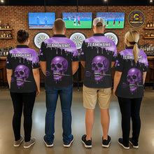 Load image into Gallery viewer, Custom Holographic Purple Skull Darts Shirt Polo For Men Light Skull Dart League Jerseys NYN2109