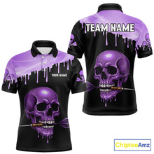 Load image into Gallery viewer, Custom Holographic Purple Skull Darts Shirt Polo For Men Light Skull Dart League Jerseys NYN2109