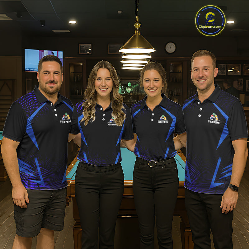 Custom 8 Ball & 9 Ball Women's Billiard Shirt Personalized Thunder Blue Billiard Team Shirt NYN2336