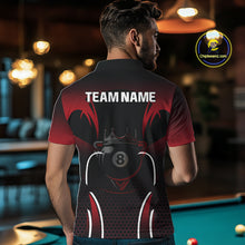 Load image into Gallery viewer, Black &amp; Red 8 Ball Crown Men's Billiard Polo &amp; 1/4 Zip Shirt Custom Billiard Team Jersey NYN2344