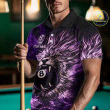 Load image into Gallery viewer, Purple Smokes Lion Paint Pool 8 Ball Men Billiard Polo &amp; 1/4-Zip Shirt Custom Billiard Team Attire NYN2626