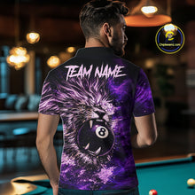 Load image into Gallery viewer, Purple Smokes Lion Paint Pool 8 Ball Men Billiard Polo &amp; 1/4-Zip Shirt Custom Billiard Team Attire NYN2626