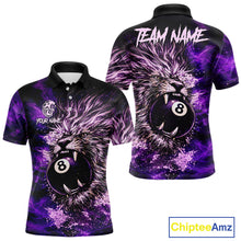 Load image into Gallery viewer, Purple Smokes Lion Paint Pool 8 Ball Men Billiard Polo &amp; 1/4-Zip Shirt Custom Billiard Team Attire NYN2626