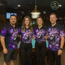 Load image into Gallery viewer, Purple Smokes Lion Paint Pool 8 Ball Men Billiard Polo &amp; 1/4-Zip Shirt Custom Billiard Team Attire NYN2626