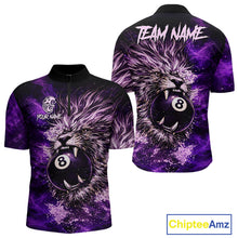 Load image into Gallery viewer, Purple Smokes Lion Paint Pool 8 Ball Men Billiard Polo &amp; 1/4-Zip Shirt Custom Billiard Team Attire NYN2626