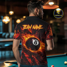 Load image into Gallery viewer, Cracked Soil Skull Red Flames Pool 8 Ball Men Billiard Polo &amp; 1/4-Zip Shirt Custom Billiard Attire NYN2627