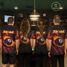 Load image into Gallery viewer, Cracked Soil Skull Red Flames Pool 8 Ball Men Billiard Polo &amp; 1/4-Zip Shirt Custom Billiard Attire NYN2627