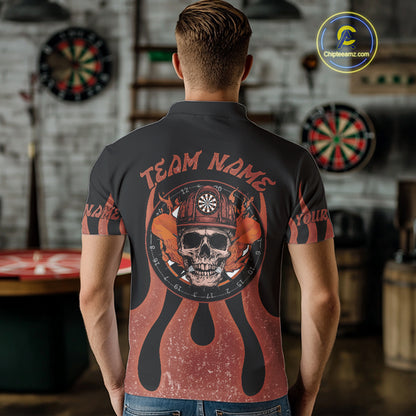 Skull Firefighter Orange-Black Custom Flame Dart Shirt For Men, Dart Team Jerseys NYN0229