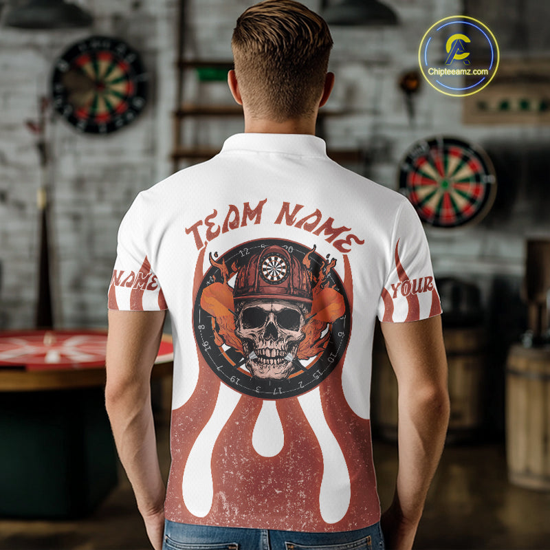 Skull Firefighter Orange-White Custom Flame Dart Shirt For Men, Dart Team Jerseys NYN0230