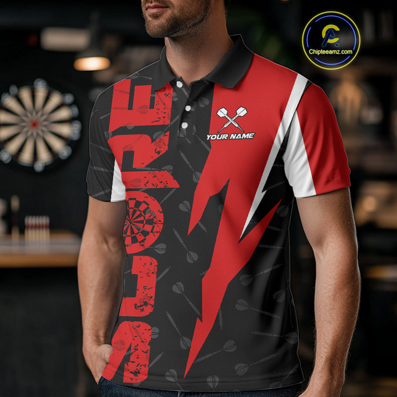 Red Score Dartboard Grunge Darts Shirt For Men - Custom Name & Team Jersey NYN0612