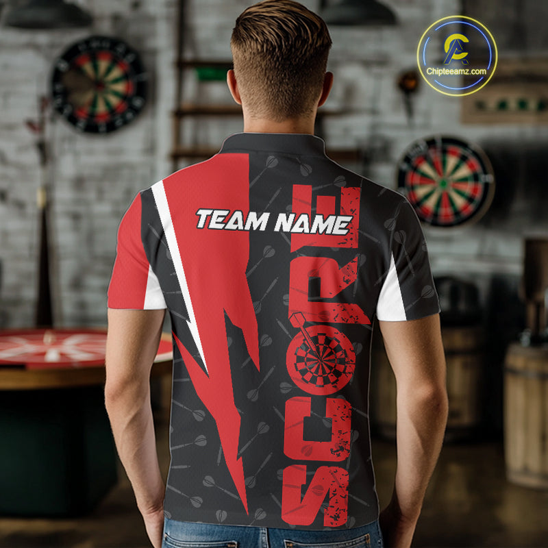 Red Score Dartboard Grunge Darts Shirt For Men - Custom Name & Team Jersey NYN0612