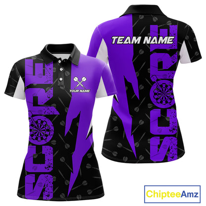Purple Score Dartboard Grunge Darts Shirt For Women - Custom Name & Team Jersey NYN0613