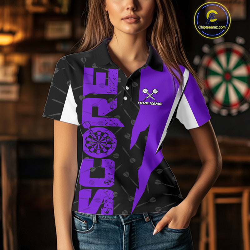 Purple Score Dartboard Grunge Darts Shirt For Women - Custom Name & Team Jersey NYN0613