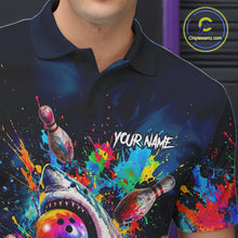 Load image into Gallery viewer, Male bowler wearing funny shark bowling jersey during league competition, premium bowling apparel for animal lovers, casual bowlers and tournament players, symbolizing fun, fearless competition and confidence.