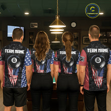 Load image into Gallery viewer, US Flag Pool 8 Ball Women's Billiard Polo &amp; 1/4 Zip Shirt Custom Patriotic Billiard Attire NYN2362