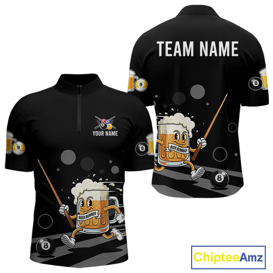 Funny Beer Play Pool 8 Ball Men's Billiard Team Shirt Custom Billiard Polo & 1/4 Zip Attire NYN2364
