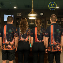 Load image into Gallery viewer, Personalized Fire Flame Pool Women's Billiard Balls Team Shirt Phoenix Billiard Attire|Yellow NYN2369