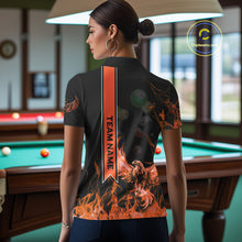 Load image into Gallery viewer, Personalized Fire Flame Pool Women's Billiard Balls Team Shirt Phoenix Billiard Attire|Yellow NYN2369