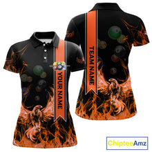Load image into Gallery viewer, Personalized Fire Flame Pool Women's Billiard Balls Team Shirt Phoenix Billiard Attire|Yellow NYN2369