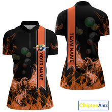 Load image into Gallery viewer, Personalized Fire Flame Pool Women's Billiard Balls Team Shirt Phoenix Billiard Attire|Yellow NYN2369