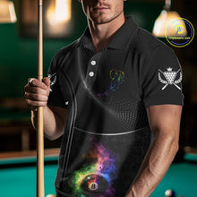 Load image into Gallery viewer, Personalized Colorful Smoke 8 Ball Men Billiard Polo &amp; 1/4 Zip Shirt Pool Billiard Apparel NYN2370