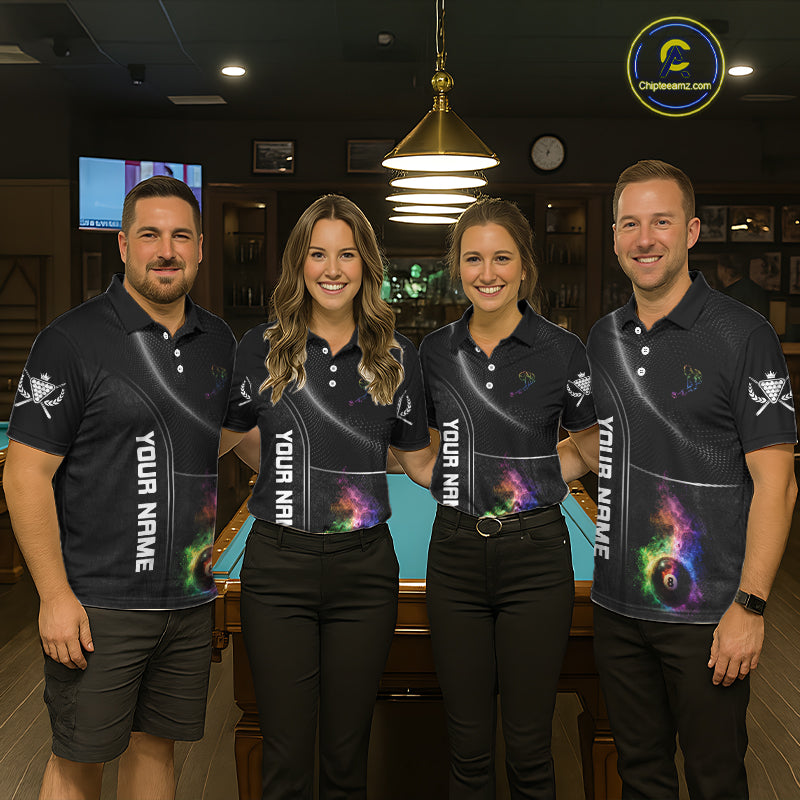 Personalized Colorful Smoke 8 Ball Women Billiard Polo & 1/4 Zip Shirt Pool Billiard Apparel NYN2370