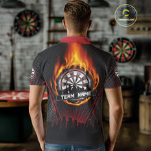 Load image into Gallery viewer, Custom Black And Red Fire Flame Dartboard Dart Shirts For Men, Dart Tournament Jerseys NYN0071