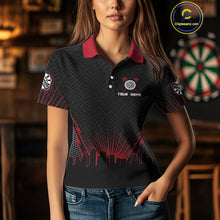 Load image into Gallery viewer, Custom Black And Red Fire Flame Dartboard Dart Shirts For Women, Dart Tournament Jerseys NYN0071
