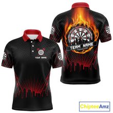 Load image into Gallery viewer, Custom Black And Red Fire Flame Dartboard Dart Shirts For Men, Dart Tournament Jerseys NYN0071