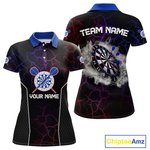 Custom Lightning And White Smoke Dartboard Dart Shirts For Women, Dart Team Jerseys NYN0074