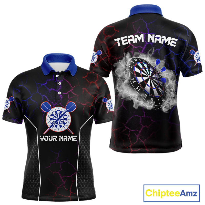 Custom Lightning And White Smoke Dartboard Dart Shirts For Men, Dart Team Jerseys NYN0074