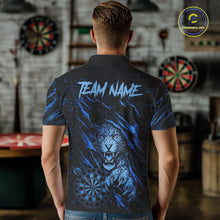 Load image into Gallery viewer, Blue Grunge Funny Tiger Men Dart Polo &amp; 1/4-Zip Shirt Custom Name Tiger Dart Jersey For Darters NYN2973