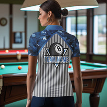 Load image into Gallery viewer, Blue Camouflage 8 Ball Pool Polo &amp; 1/4-Zip Shirt Custom Billiard Shirts For Women Billiard Team Attire NYN2979
