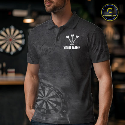 Custom Dinosaur Darts Shirt For Men With Cracked Stone, Dinosaur Grey Smoke Darts Team Jersey NYN3947