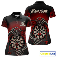 Load image into Gallery viewer, Custom Devil Skeleton Red Dripping Dartboard Women Darts Polo Shirt Outfits Dart Jerseys NYN1855