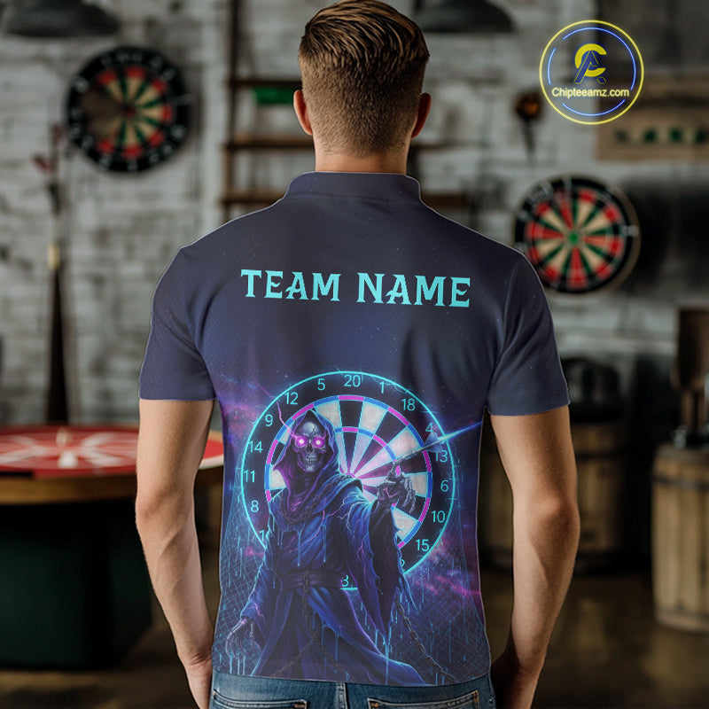 Custom Galaxy Purple Grim Reaper Dartboard Men Darts Polo Shirt Colorful Dart Jerseys NYN1865