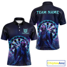 Load image into Gallery viewer, Custom Galaxy Purple Grim Reaper Dartboard Men Darts Polo Shirt Colorful Dart Jerseys NYN1865