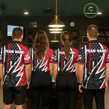 Load image into Gallery viewer, Black &amp; Red US Flag 8 Ball Women Billiard Team Shirt Custom Polo &amp; 1/4-Zip Pool Billiard Attire NYN2377