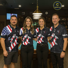 Load image into Gallery viewer, Torn US Flag Grunge Pool 8 Ball Women Billiard Team Shirt Custom Polo &amp; 1/4-Zip Billiard Attire NYN2379