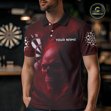 Load image into Gallery viewer, Custom Red Smokes Skull Dartboard Dart Men Polo Shirt Outfits Dart Jerseys NYN1566