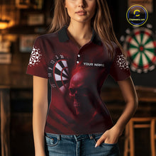 Load image into Gallery viewer, Custom Red Smokes Skull Dartboard Dart Women Polo Shirt Outfits Dart Jerseys NYN1566