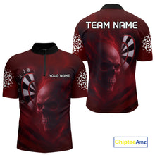Load image into Gallery viewer, Custom Red Smokes Skull Dartboard Dart Men 1/4-Zip Shirt Outfits Dart Jerseys NYN1566