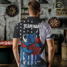 Load image into Gallery viewer, Custom Blue Red Rhino Dartboard Funny Dart Men Polo Shirt US Flag Dart Jerseys NYN1568