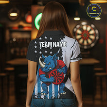 Load image into Gallery viewer, Custom Blue Red Rhino Dartboard Funny Dart Women Polo Shirt US Flag Dart Jerseys NYN1568