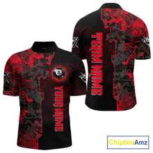 Load image into Gallery viewer, Red Grunge Splatter 8 Ball Pool Men Billiard Polo &amp; 1/4-Zip Shirt Personalized Billiard Gifts NYN2391